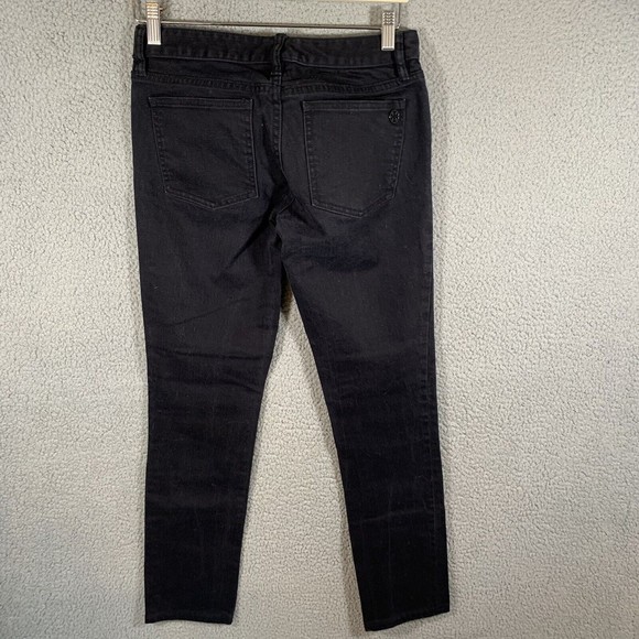 TORY BURCH Super Skinny Jeans Womens 27 Black Denim Cotton Stretch Low Rise - Picture 3 of 10